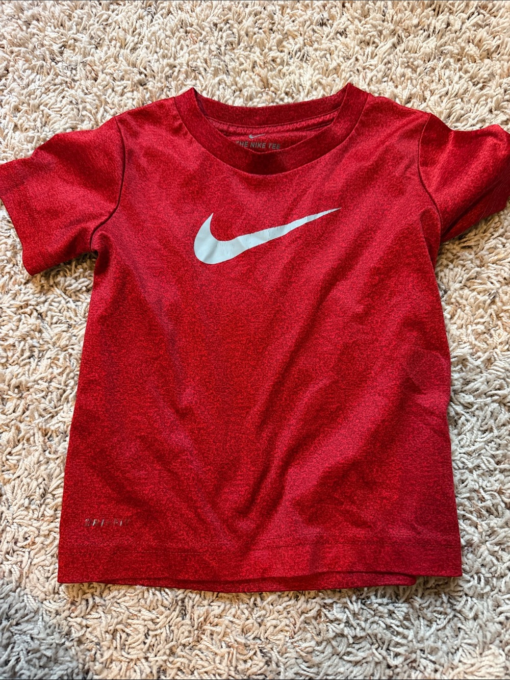 Nike Red Short Sleeve Dri-FIT Tee with White Swoosh